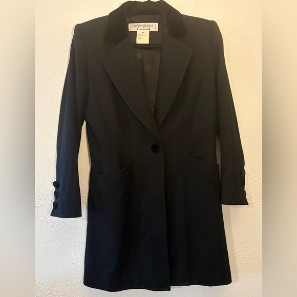 Yves Saint Laurent Jackets & Blazers - YVES SAINT LAURENT Rive Gauche Vintage Black Wool Coat Sz 38